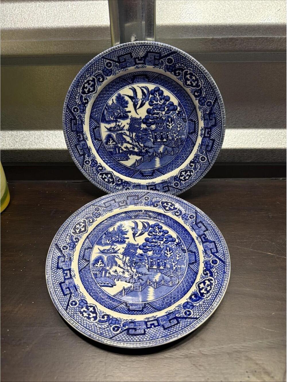 VTG 7” Churchhill China/Porcelain England Blue Willow Ware Bread Plate Lot Of 2*
